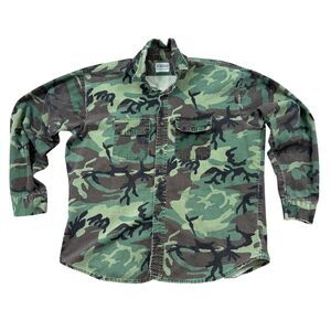 Vintage Five Brother Camo Flannel Shirt Made In USA XL Tall Woodland Camouflage